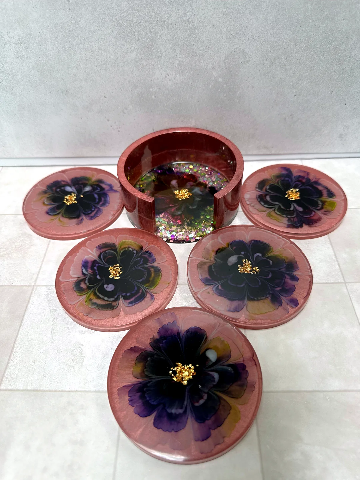 Purple Poppy Coaster Set