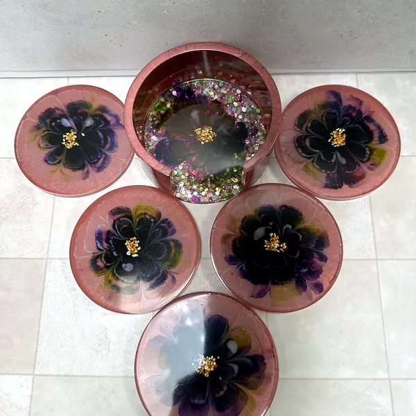 Purple Poppy Coaster Set view 2