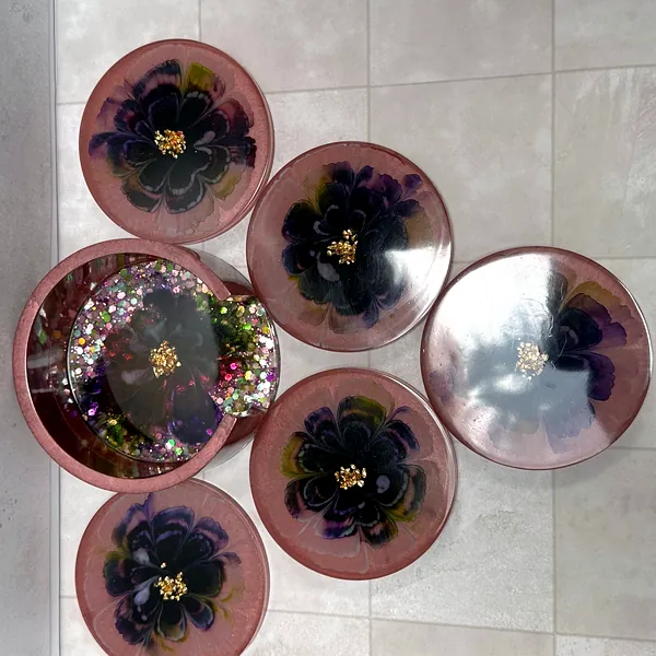 Purple Poppy Coaster Set view 3